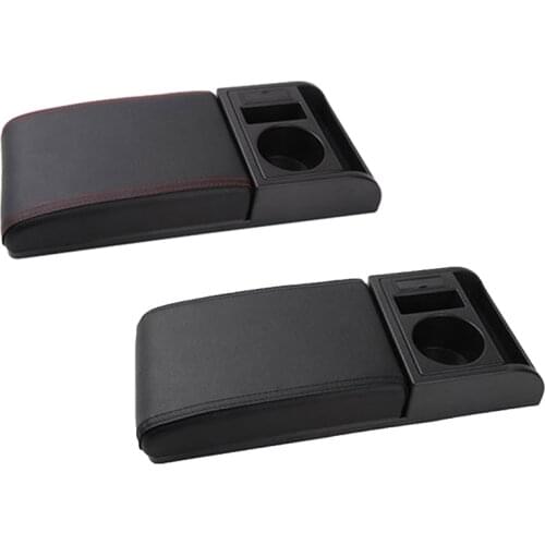 Car Universal Pu Leather Armrest Cup Holder Storage Box Soft Elbow Support Cushion Movable Armrest Pad