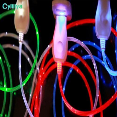 Flowing USB Cable Upgrade Extra Bright Brilliant LED Light Up Charging Data Cable Direction Flow Stream Opp Bag for android