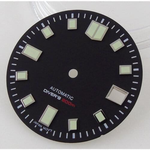 C3 Super Lume 29mm Black Metal Watch Dial Spare Parts Fit For NH35/NH35A Automatic Movement Date Window