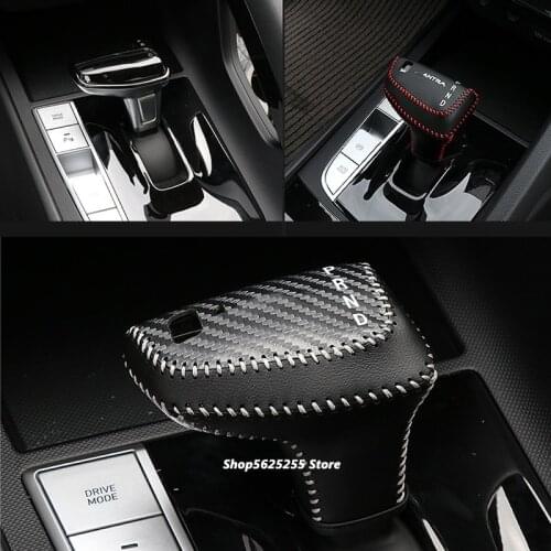 Car Leather Knob Cover For Hyundai Elantra CN7 2021 Accessories Head Shift Knob Protector Interior Modification LHD Auto Styling