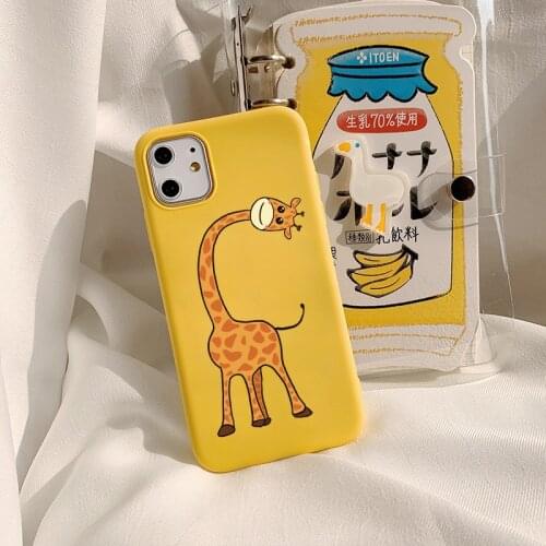 Yellow Giraffe Phone Case For iPhone 11 12 Pro Max X XS Max XR Soft Silicone Cover For iPhone 7 8 6s Plus SE 2 Cute Cartoon Case