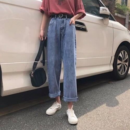 Lady Trouser Vintage Harem Long Pant Boyfriend Jeans Women Summer Denim Solid High Waist Loose Casual Straight Korean Streetwear