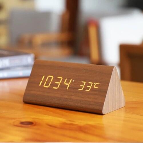 Electronic Table Clock Desk Bedroom Bedside Decoration Wood digital Alarm clock with Temperature Snooze Desk Clocks Home decor