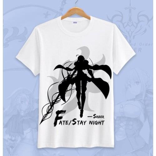 Japanese Anime Fate Grand Order Cosplay T Shirt Arutoria Pendoragon Cartoon T-Shirt Red Saber Cartoon Top Tee tshirt Costume