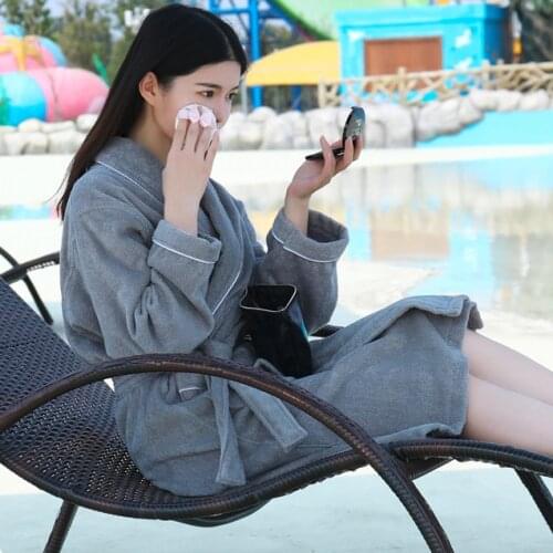 Men Women 100% Cotton Terry Bathrobe Lovers Solid Towel Sleepwear Long Bath Robe Kimono Femme Dressing Gown Bridesmaid Robes