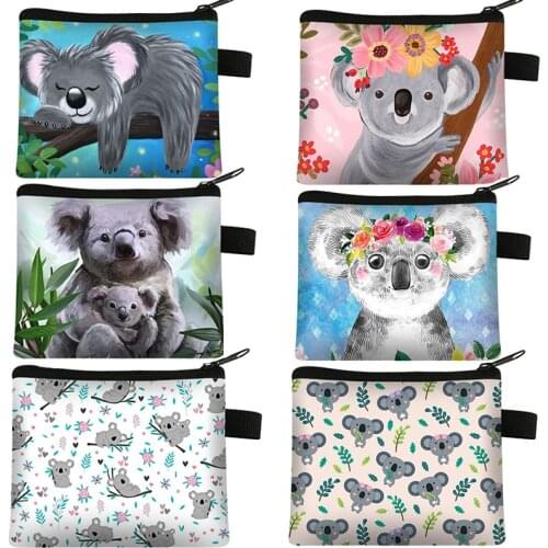 Funny Koala 3D Printed Coin Purse Woman Shopping Portable Coin Bag Mini Credit Card Bag Girl Like Coin Holder Gift