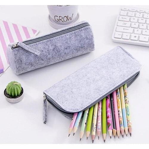 Round/Flat Zipper Large Capacity Student Stationery Storage Pen Bag Pencil Case