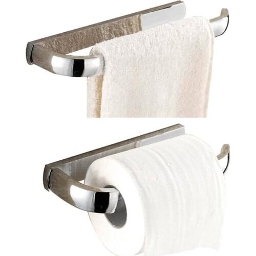Leyden Brass Towel Ring And Toilet Paper Holder Set Of 2 Packs Chrome Finish ,Bathroom Accessory Set