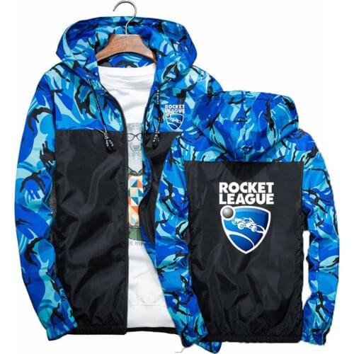 2021 Spring Autumn Mens Rocket League Print Casual Camouflage Hoodie Jacket Waterproof Fashion Clothes Windbreaker Coat Outwear