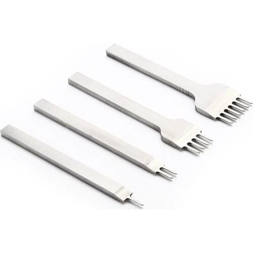 4Pcs/ set Leather Craft Tool Set Stainless Steel Hole Chisel Graving Stitching Punch Tools Kit 4 size for choose