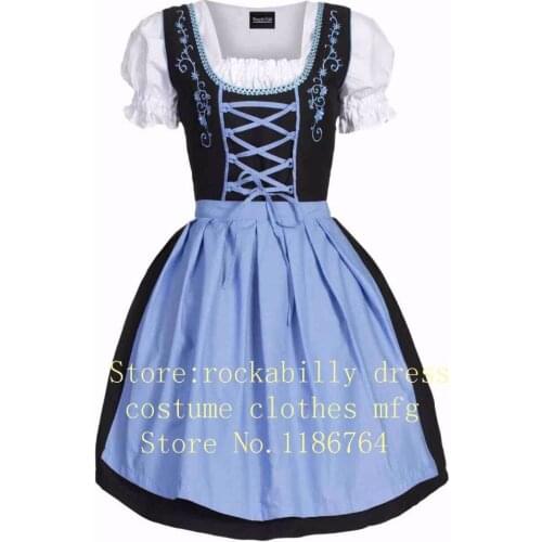 New Oktoberfest Beer Festival October Dirndl Red Maid Peasant Skirt Dress Apron Blouse Gown German Wench Costume Fancy Dress