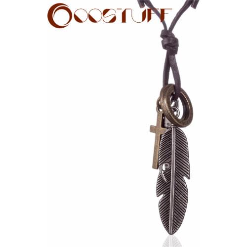 2021 Vintage Feather necklaces&pendants Jewelry for Women Leather Necklace collares collar colar collier Neck Chokers Wholesale