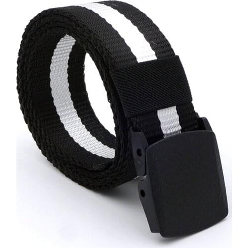 Mens Black Nylon Belt Fashion Outdoor Plastic steel Automatic Buckle Canvas Belts Casual Pants Cool Wild luxury Waist Belts