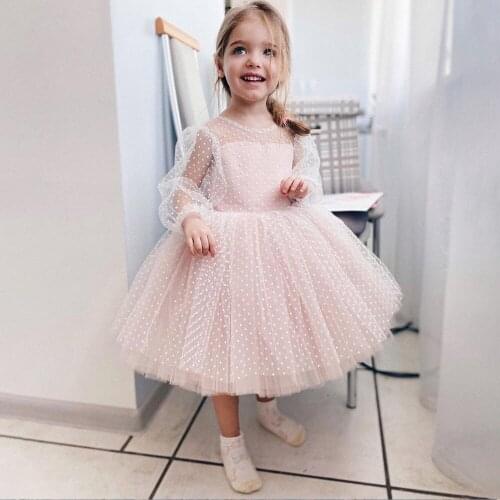 Pink Lace Flower Girl Dresses Sash Tulle Pageant First Communion Dresses Prom Ball Gown Princess Baby Girl Party Dresses