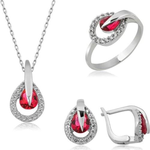 Silverlina Silver Red Drop Women 'S Set