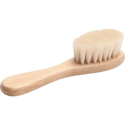 New Baby Care Pure Natural Wool Baby Wooden Brush Comb Brush Baby Hairbrush Newborn Hair Brush Infant Comb Head Massager