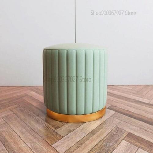Nordic dressing table small round stool bedroom girl heart light luxury makeup low stool creative fabric sofa foot stool
