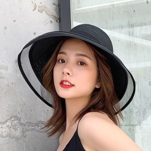 2021 NEW Fashion Straw Hat Spring And Summer New Leisure Travel Woven Female Outdoor Sunshade Sunscreen Big Eaves Mesh