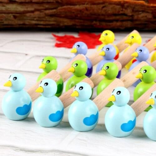 Cute Cartoon Bird Children Whistle Musical Instruments Toy Children Jewelry Pendant Wooden Early Learning Educational Toys