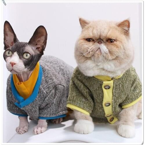 Button Dog Sweater Autumn and Winter Clothes Teddy Kittens Bichon Small Dogs Schnauzer Pet Clothes