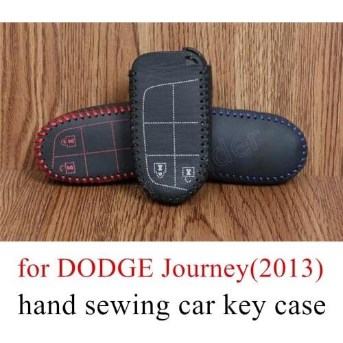 Only Red car key case Hand sewing car key cover DIY car styling Genuine quality leather fit for DODGE Journey(2013)