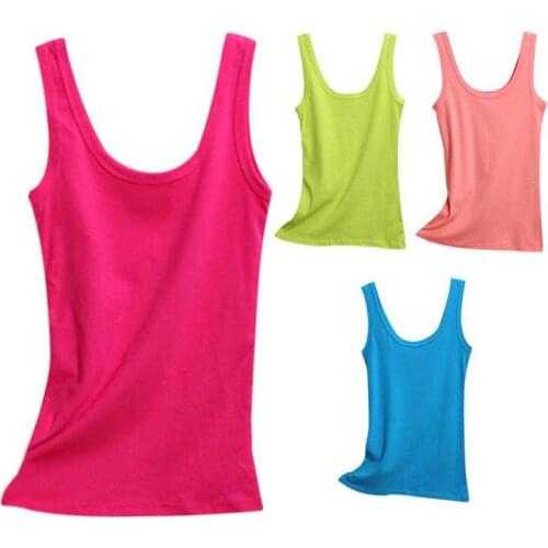 Sexy Soft Tops Solid Sleeveless U Tank Tops Vest Camisole Women Summer Camisoles & Tanks Top