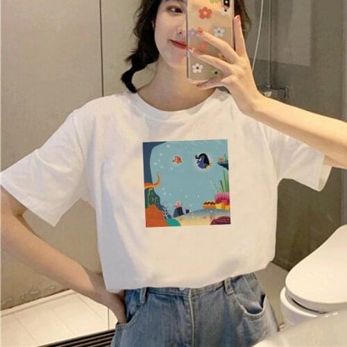 Women T Shirt 2021Summer Short Sleeve Oversized Girls Tees Female Top Clothing Cartoon Tshirt for Ladies Fashion White Tshirts