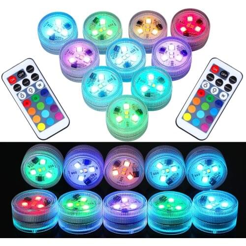 Upgrade LED Submersible light IP68 Waterproof Tea Light Swimming Pool Mini Night Lamp Vase Pond Tank Wedding Party Holiday New