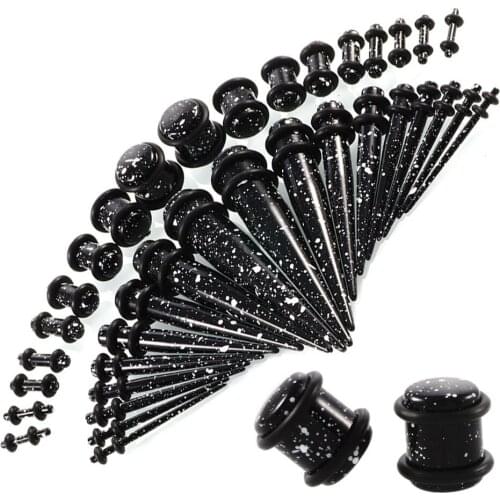 36 Pcs UV Acrylic Ear Gauge Taper and Plug Ear Stretching Kits Flesh Tunnel Expansion with O-Ring Body Piercing Jewelry Earring