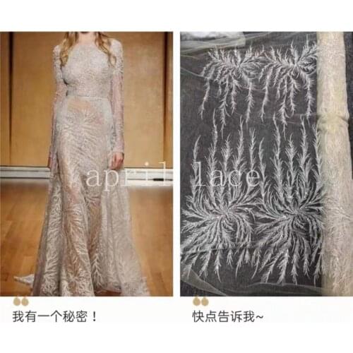 5yards ASS125# April Bridal LACE Collection 2021 Floral Sequin Tulle embroidery lace For sewing wedding dress