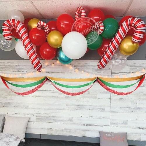 55Pcs Navidad Christmas Balloon Garland Kit Christmas Pendant Ornaments Banner Candy Cane Foil Globos For Xmas Home Party Decor