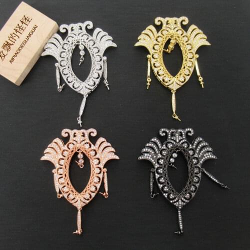 APDGG 50x60mm gold plated Cz micro Teardrop Tassel necklace bracelet pendant Jewelry DIY Jewelry Findings