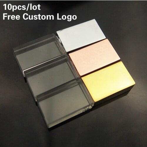 Free Logo 10pcs/lot Colorful Crystal USB Flash Drive 4gb 16g Usb 2.0 Stick with Light Pendrive 32gb 64gb Memory Stick Best Gifts