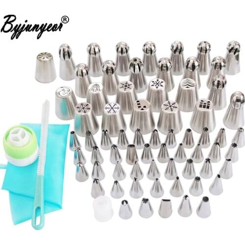 Byjunyeor 72PCS Christmas Pastry Nozzle Set Santa Claus Christmas Tree Piping Tips Russian Flower Cake DIY Baking Tool CS074