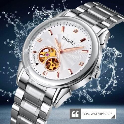 Luxury Fashion Automatic Watch Mens Business Waterproof Clock Quartz Skeleton Hollow Watches Top Brand SKMEI Mens Wristwatches