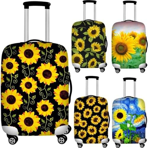 FORUDESIGNS Sunflower Print Baggage Covers Elastic 18-32inch Travel Suitcase Cover Waterproof Luggage Protective Dust Covers