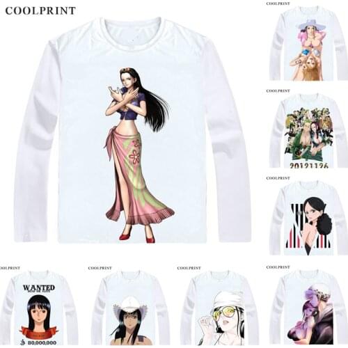 COOLPRINT ONE PIECE T-Shirts Long Sleeve Shirts Anime Manga Wan Pisu Straw Hat Pirates Nico Robin Devil Child Niko Robin T-Shirt