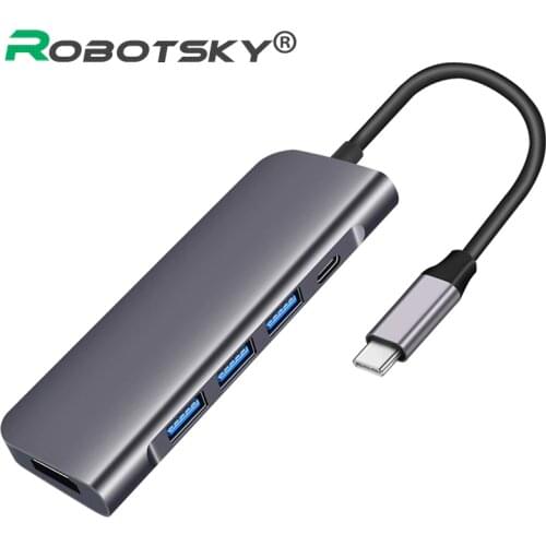 5 In 1 USB C Hub Dock Type-C To USB3.0/HDMI/Card Readers With PD Fast Charge Adapter Splitter Docking Station For Macbook Ipad