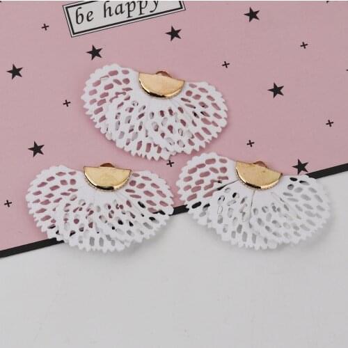 DoreenBeads PU Leather Tassel Pendants Peacock Tail Gold Color Black Jewelry DIY Findings About 40mm(1 5/8") x 25mm(1"), 20 PCs