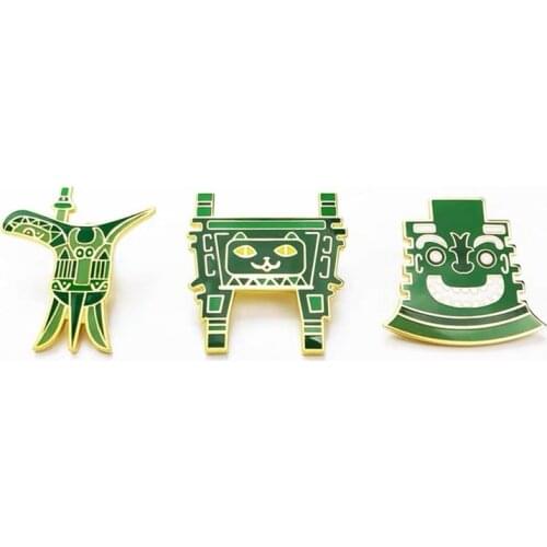 HOSENG Museum Cultural Artist Green Tripod AX Badge Elegant Metal Brooch Souvenir Birthday Gift Enamel Jewelry Pin HS_512