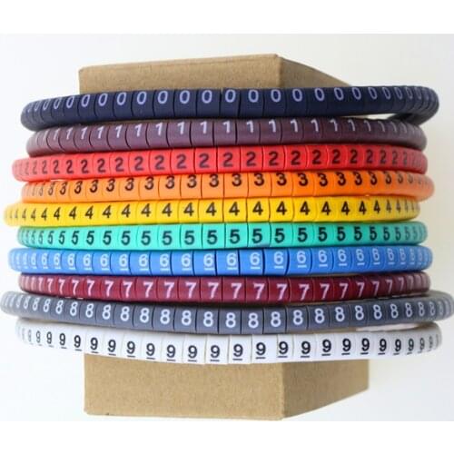 EC-1 Cable Markers Letter 0 to 9 500PCS (Each50pcs ) for wire diameter 2.6sq .mm~ 4.2 sq.mm Cable Wire Markers