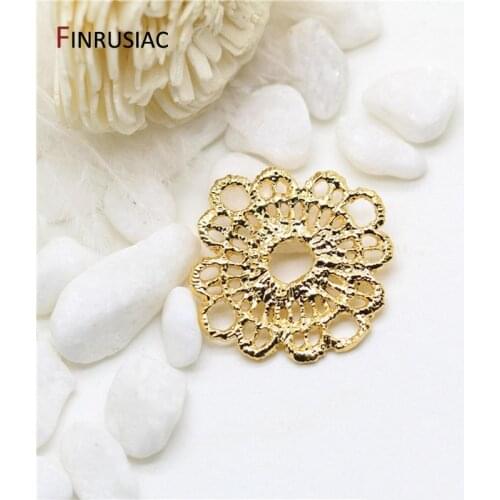 Jewelry Making Supplies 14K Gold Plated Filigree Pendant Accessories Handmade Earring Connectors Material Findings