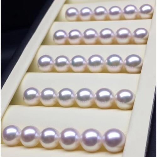 ICNWAY 1piece Japan AKOYA Seawater Pearl 7-7.5mm Natural White and Grey for Silver 925 Jewelry Necklace Earring Bracelet