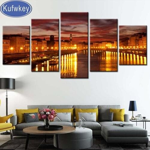 Spain City evening light wall art diamond painting,full,square,round diamond embroidery,mosaic diamond diy handwork puzzle 5 Pcs