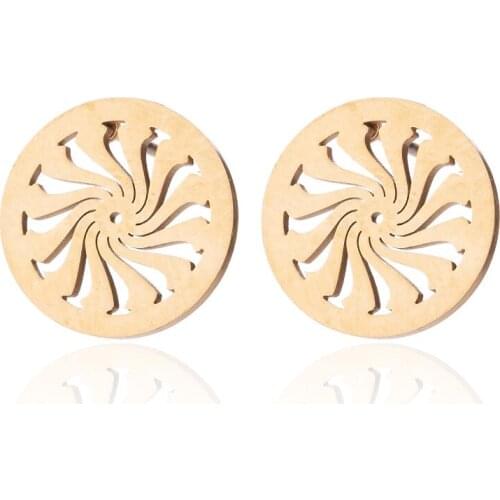 Round Stainless Steel Hot Wheels Stud Earrings Geometry Jewelry For Women Men Simple Small Earring Lovers Gift Female Bronics