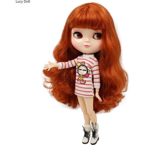 ICY Dbs DOLL With Small Breast Azone Body Red Brown Hair Natural Skin 30cm 1/6 Toy