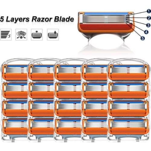 Safety Shaving Razor Blades 5 Layers Replaceable Heads Fit Gillette Fusion5 Proglide Proshield Straight Shaving Blades Refills