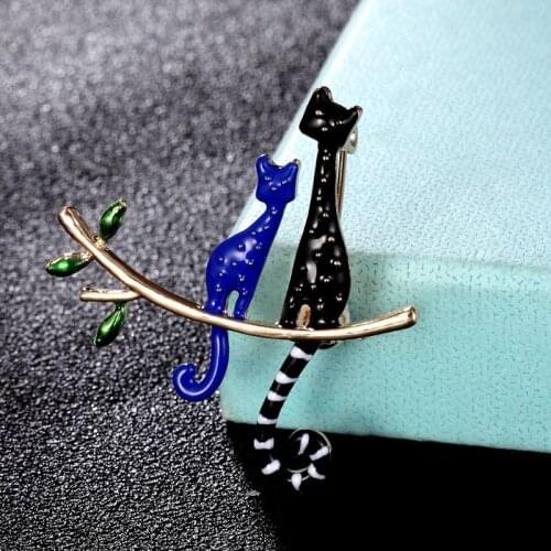 Zlxgirl Perfect carton small cat animal Brooch for men couple jewelry jet Enamel Hijab Accessories Women Wedding bridal jewelry