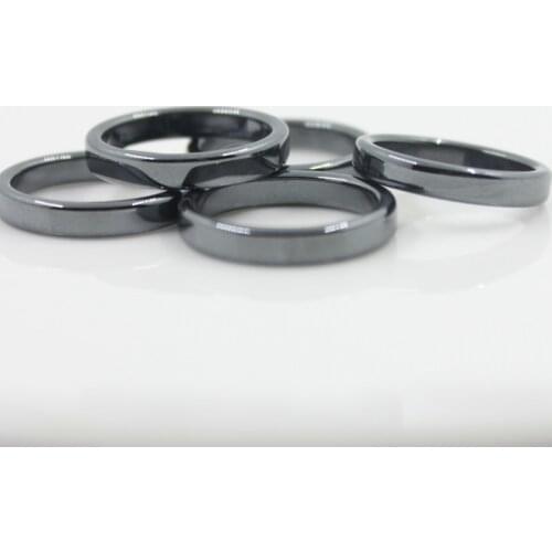 Fashion Jewelry Grade AAA Quality smooth 4 mm Width Flat Hematite Rings (50 Pieces Mixed sizes) HR1003-1
