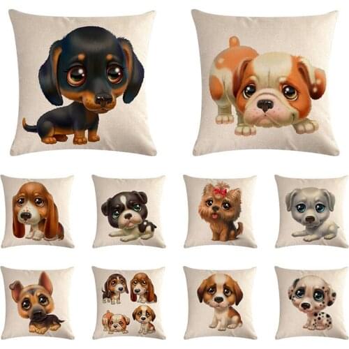 Pug Dog Print Decorative 45*45cm Cushion Cover Linen Throw Pillow Car Home Decoration Decorative Pillowcase TX27